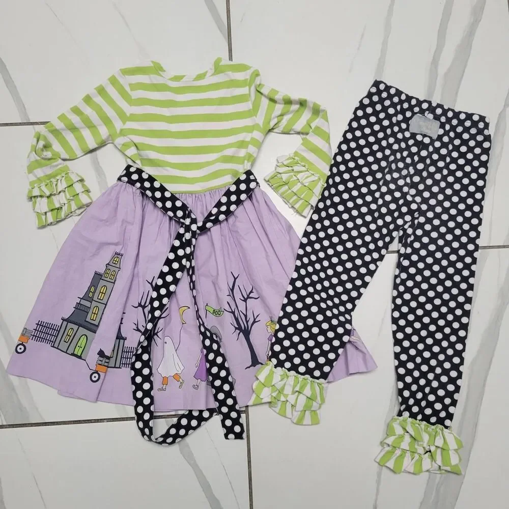 Girls Halloween Elenor Rose Boutique Dress & Leggings Set Trick or Treat